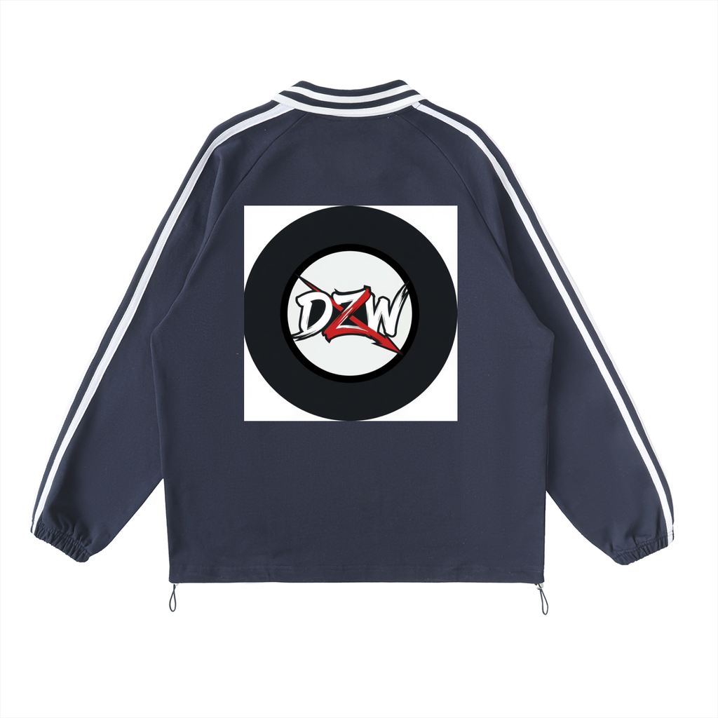 Contrast Striped Lapel Collar Sweatshirt