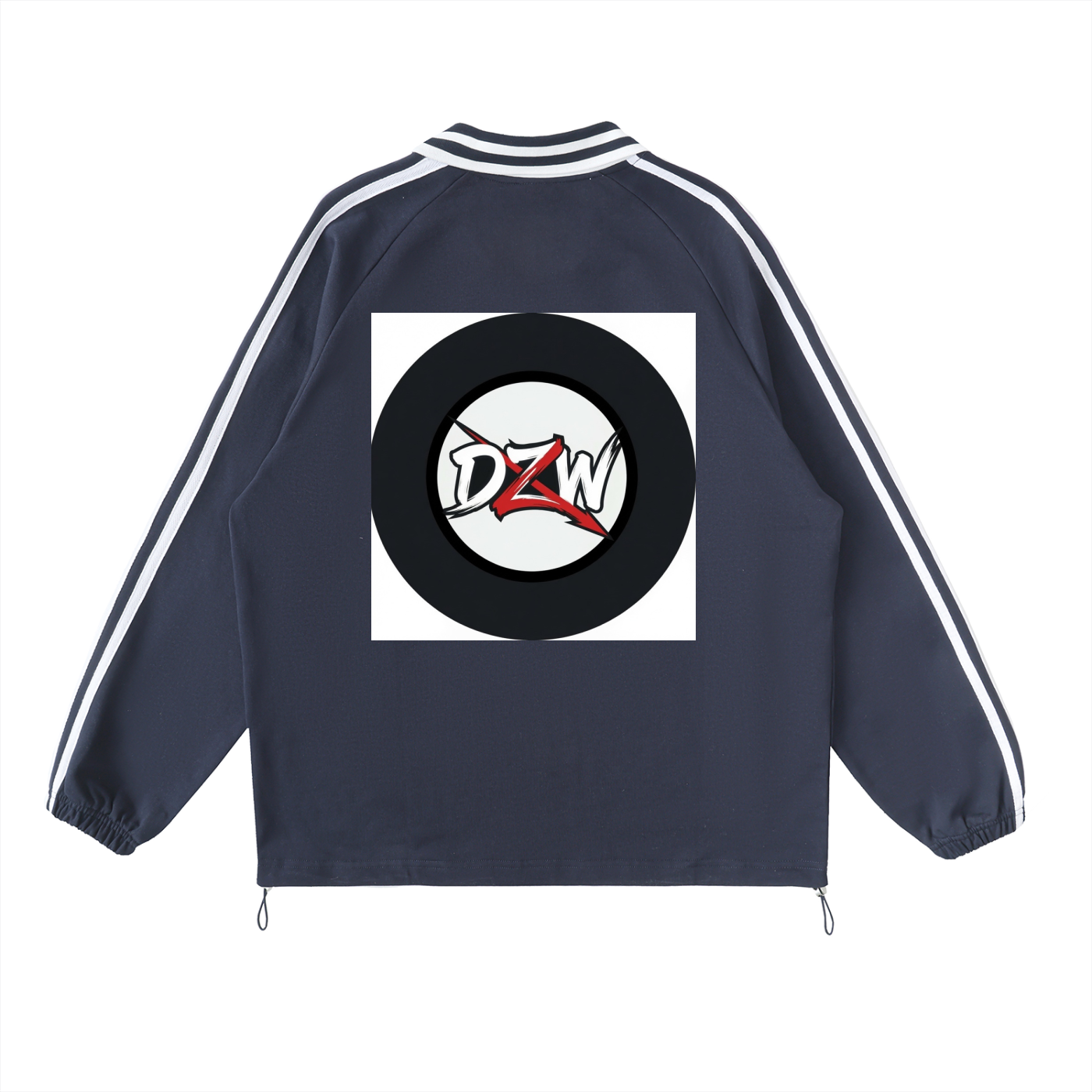 Contrast Striped Lapel Collar Sweatshirt