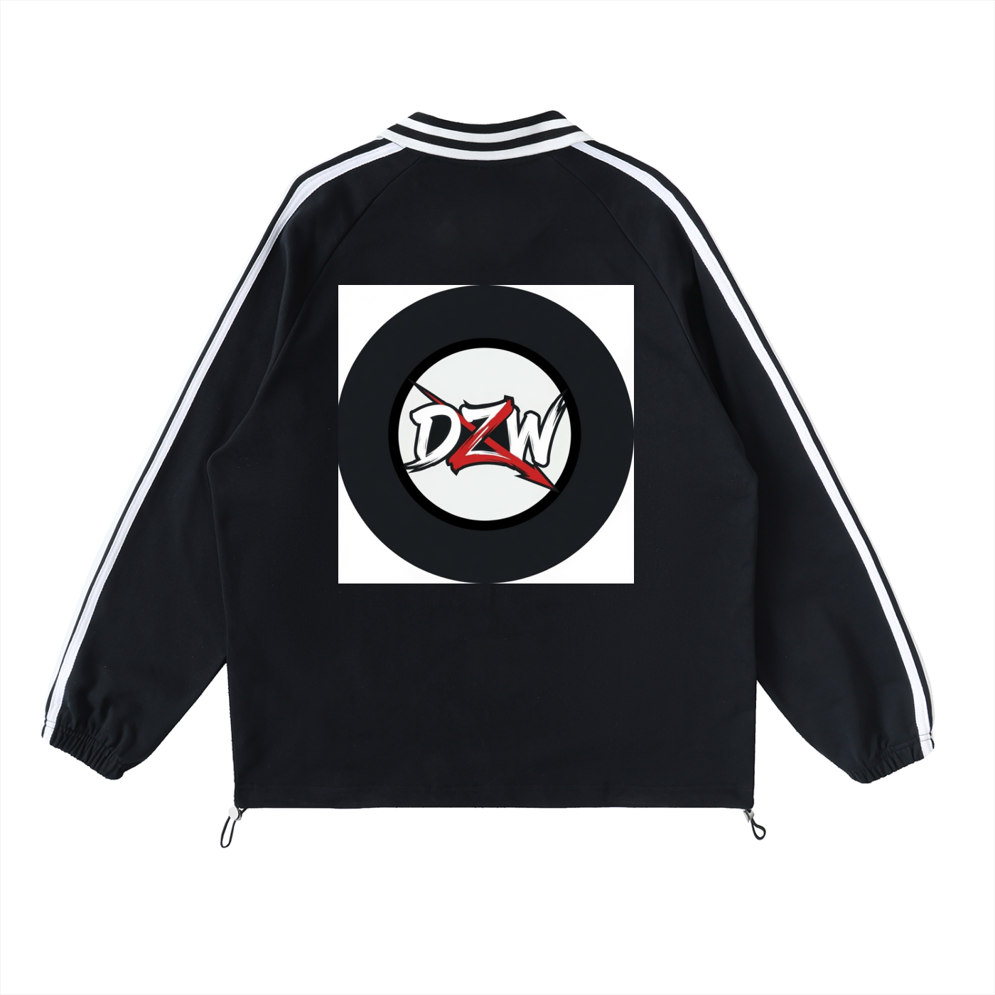 Contrast Striped Lapel Collar Sweatshirt