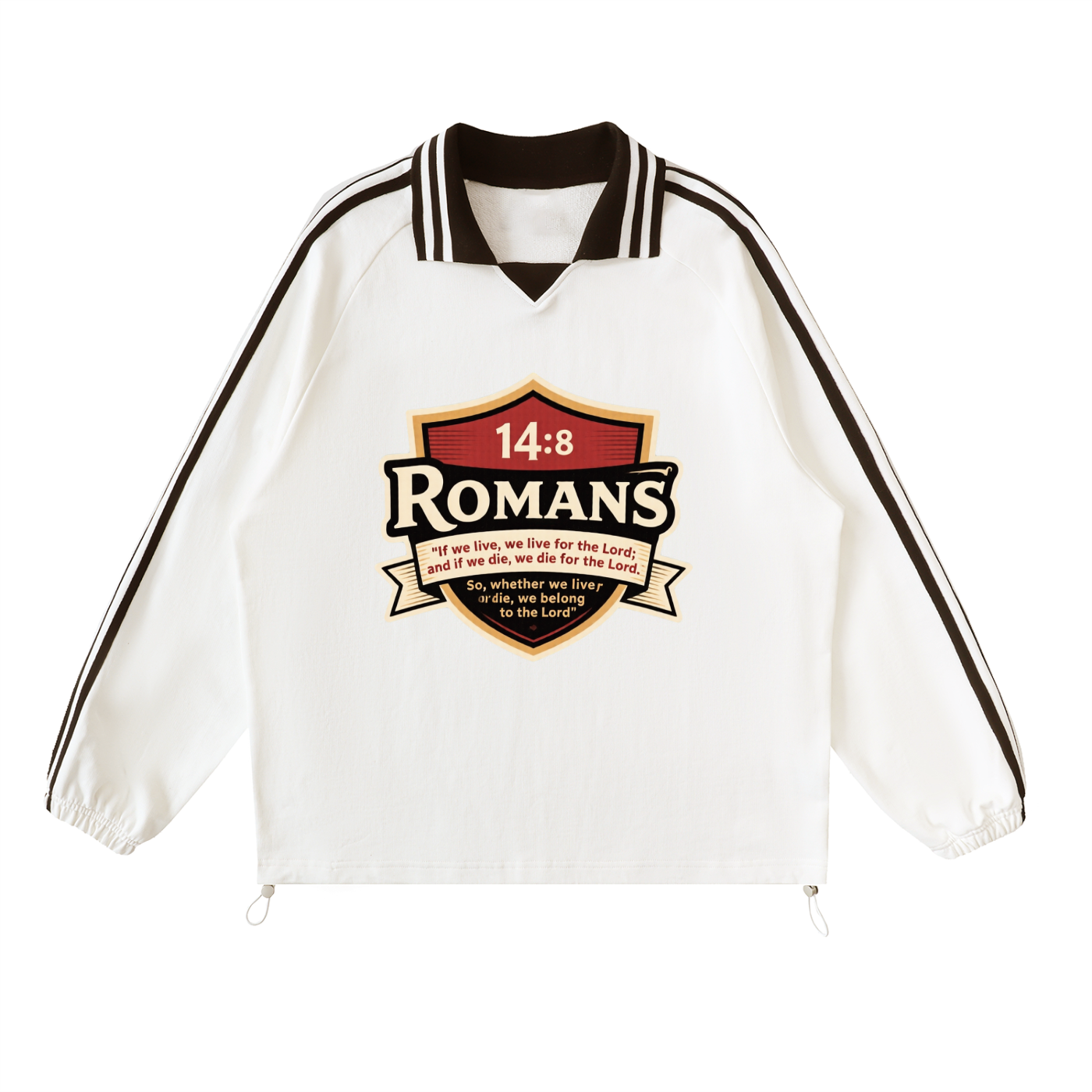 Contrast Striped Lapel Collar Sweatshirt