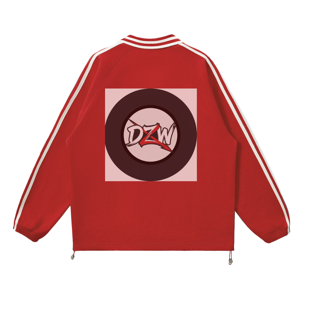 Contrast Striped Lapel Collar Sweatshirt