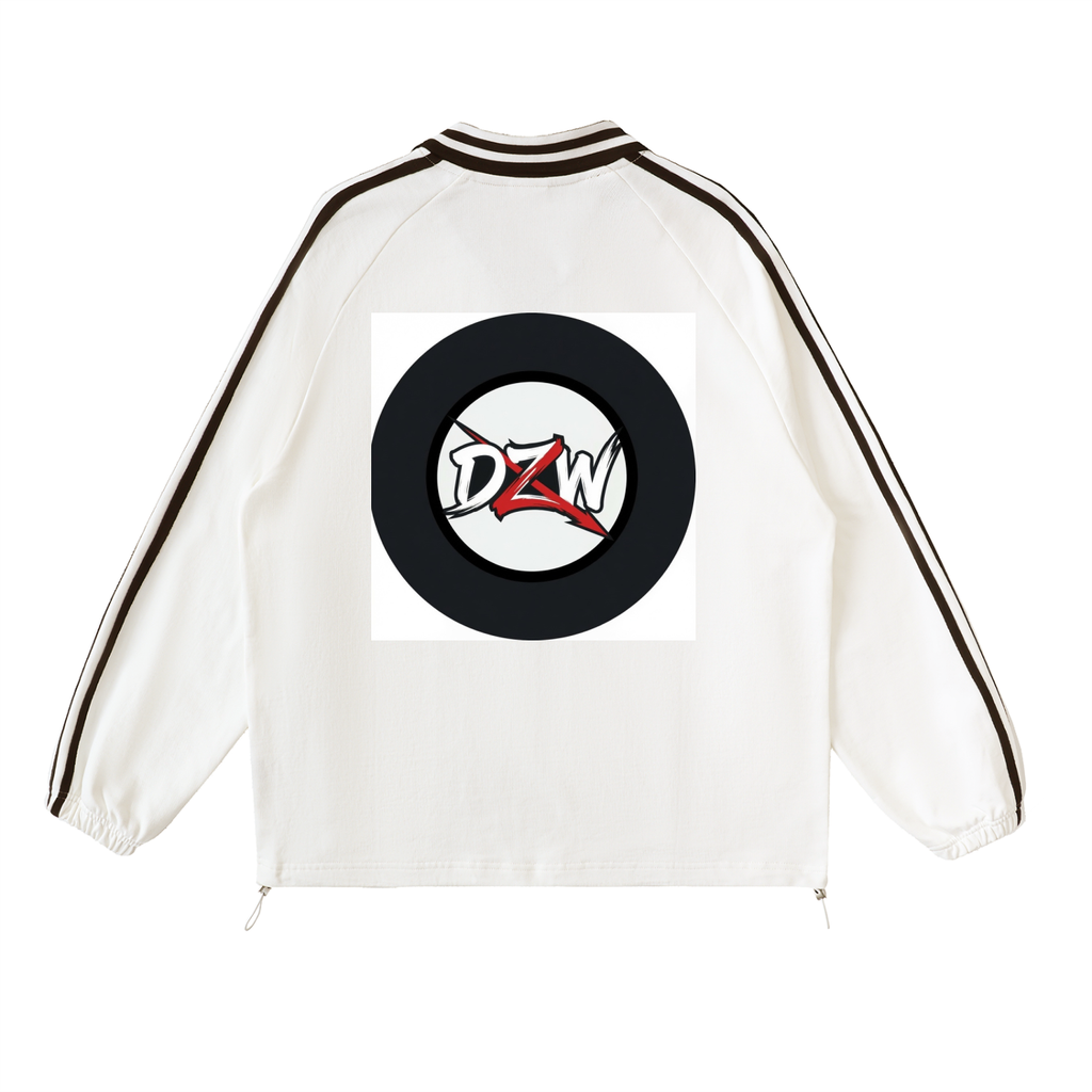 Contrast Striped Lapel Collar Sweatshirt