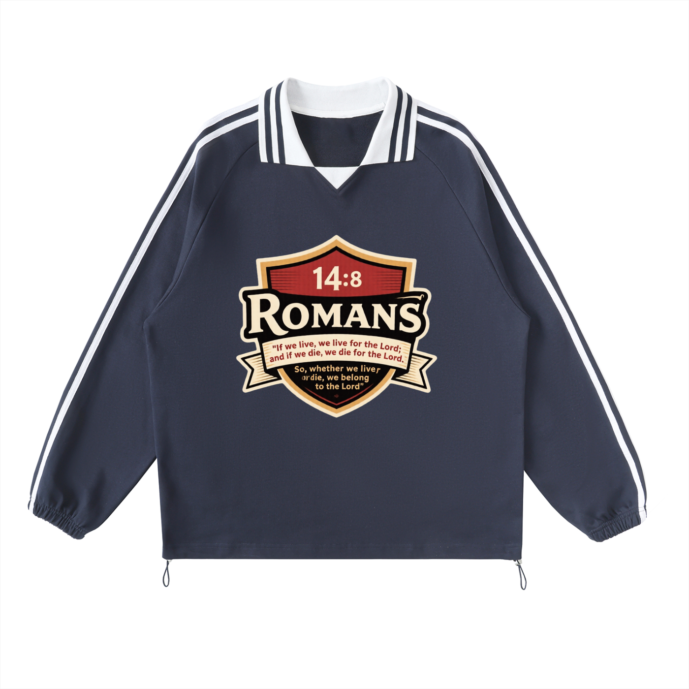 Contrast Striped Lapel Collar Sweatshirt